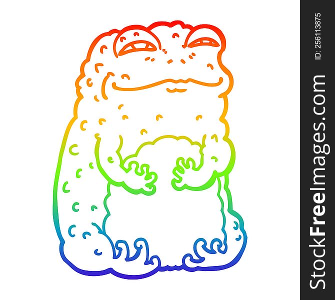 Rainbow Gradient Line Drawing Cartoon Smug Toad