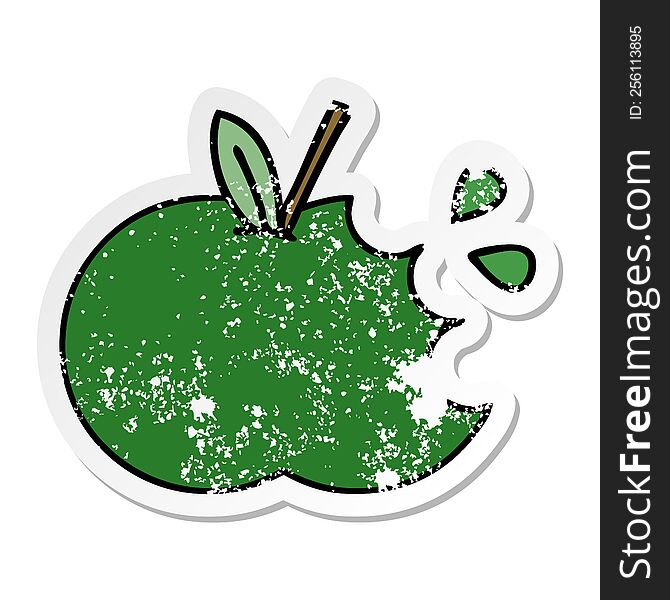 Distressed Sticker Of A Cute Cartoon Juicy Apple