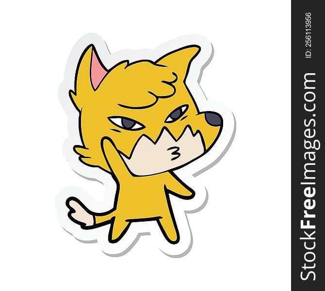 Sticker Of A Clever Cartoon Fox