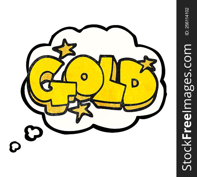 Thought Bubble Textured Cartoon Word Gold