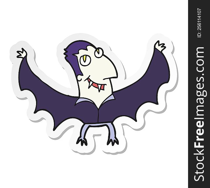 Sticker Of A Cartoon Vampire