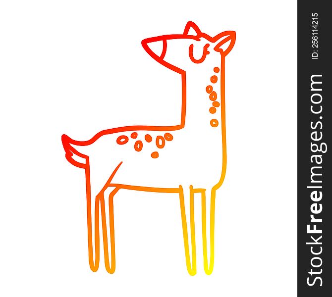 warm gradient line drawing of a cartoon deer