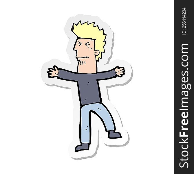 Sticker Of A Cartoon Stressed Man