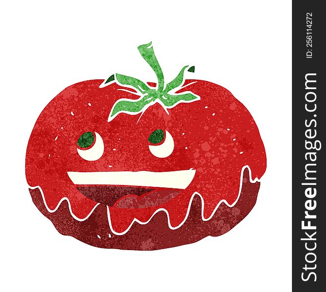 freehand drawn retro cartoon tomato