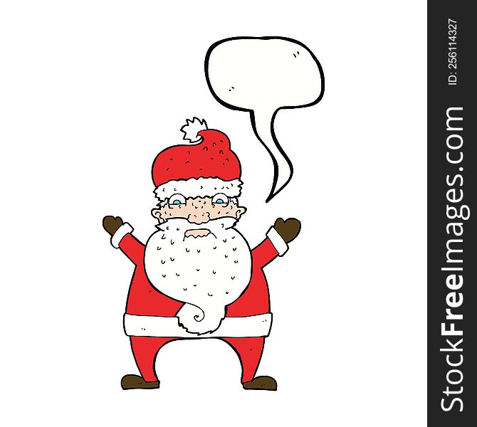 Cartoon Stressed Out Santa With Speech Bubble