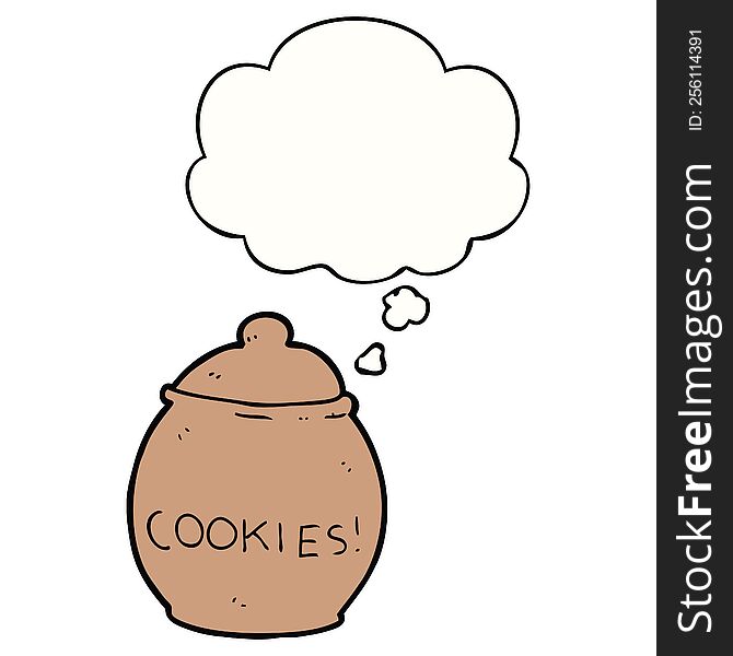 cartoon cookie jar with thought bubble. cartoon cookie jar with thought bubble