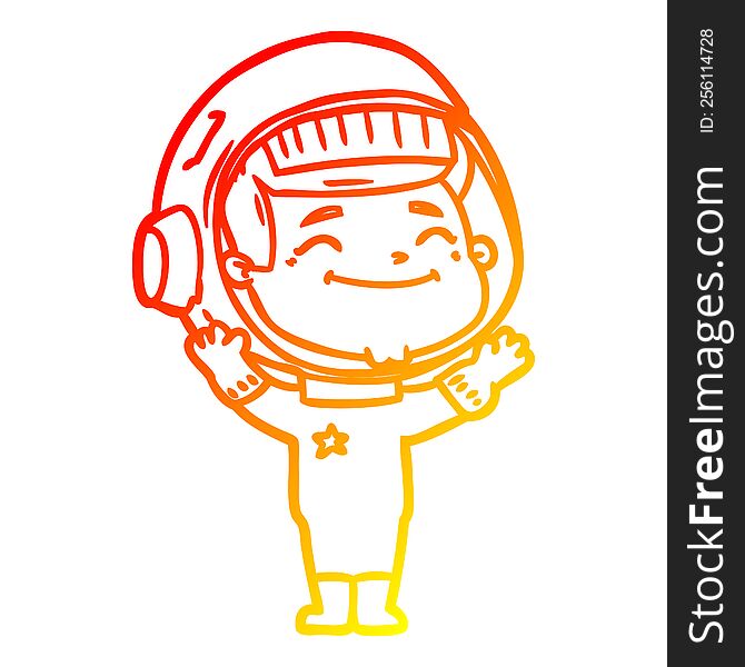 Warm Gradient Line Drawing Happy Cartoon Astronaut