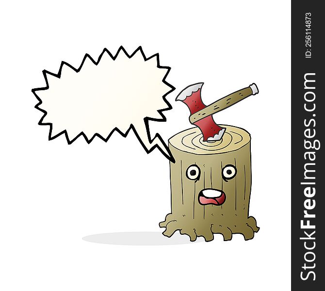 Speech Bubble Cartoon Tree Stump And Axe