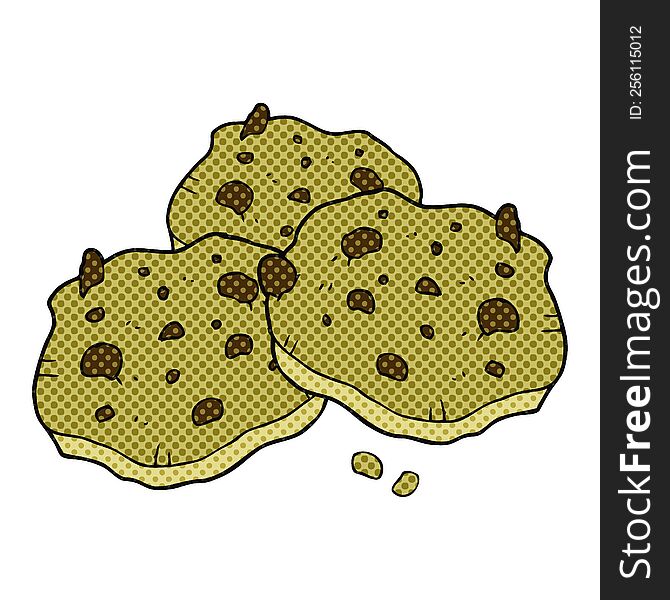 comic book style cartoon chocolate chip cookies