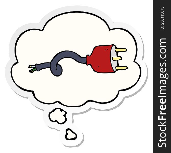 cartoon electrical plug and thought bubble as a printed sticker