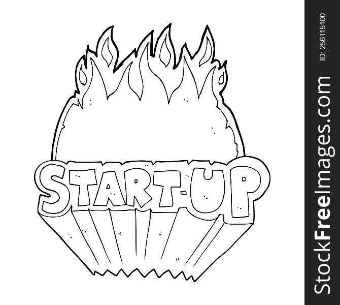 freehand drawn black and white cartoon startup symbol
