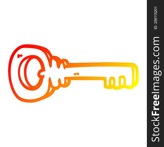 warm gradient line drawing of a cartoon metal key