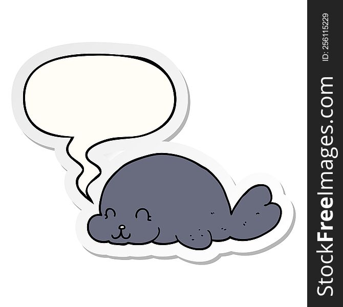 Cute Cartoon Seal And Speech Bubble Sticker