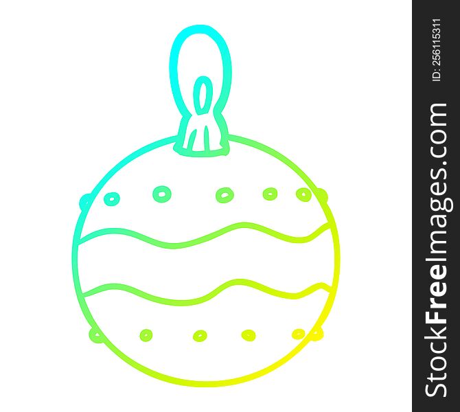 cold gradient line drawing of a christmas bauble decoration