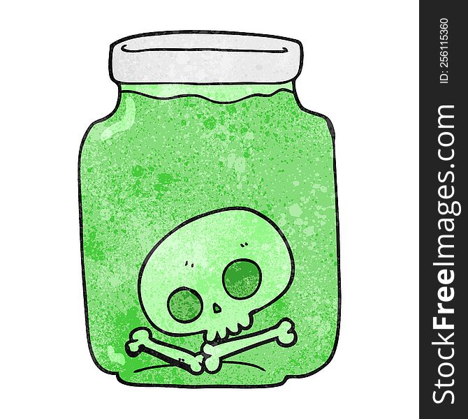 freehand textured cartoon jar with skull