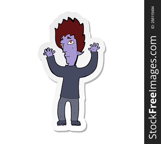 Sticker Of A Cartoon Vampire Giving Up