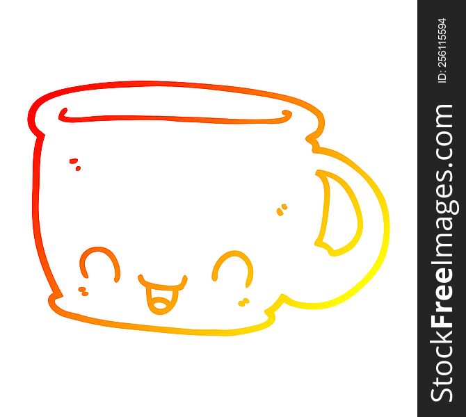 warm gradient line drawing of a cartoon cup of coffee