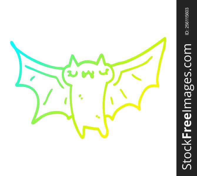 cold gradient line drawing of a cute cartoon halloween bat