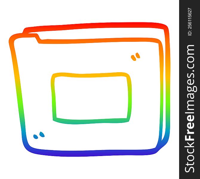 rainbow gradient line drawing of a cartoon paper file