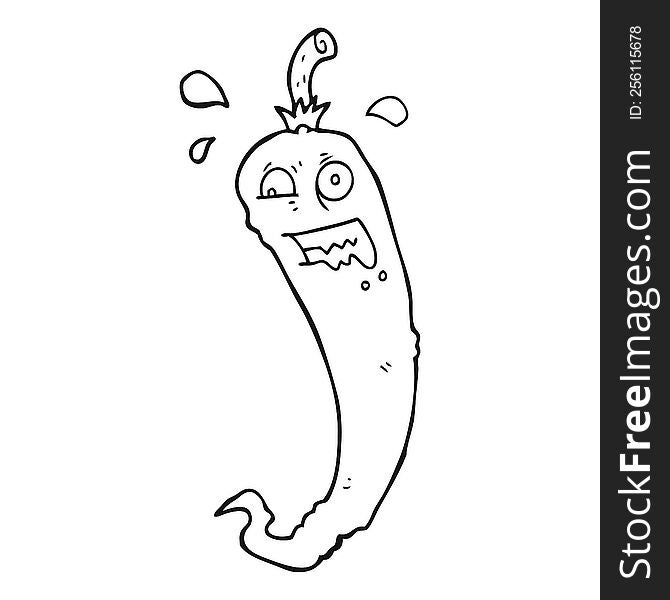 hot chilli pepper freehand drawn black and white cartoon. hot chilli pepper freehand drawn black and white cartoon