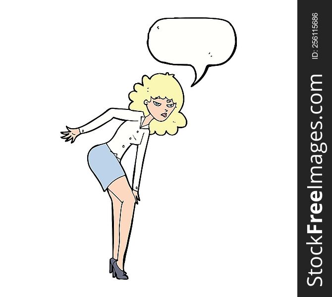 Cartoon Annoyed Woman Rubbing Knee With Speech Bubble