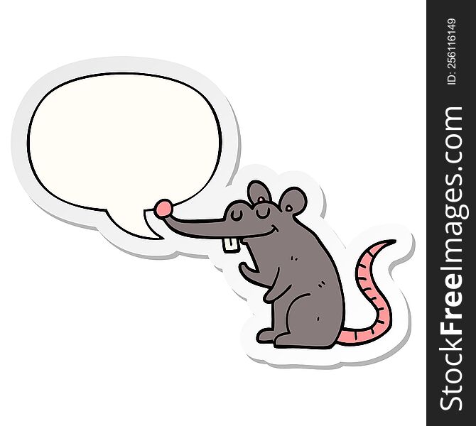 Cartoon Rat And Speech Bubble Sticker