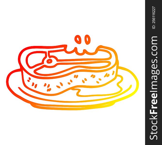 warm gradient line drawing of a cartoon well cooked meat