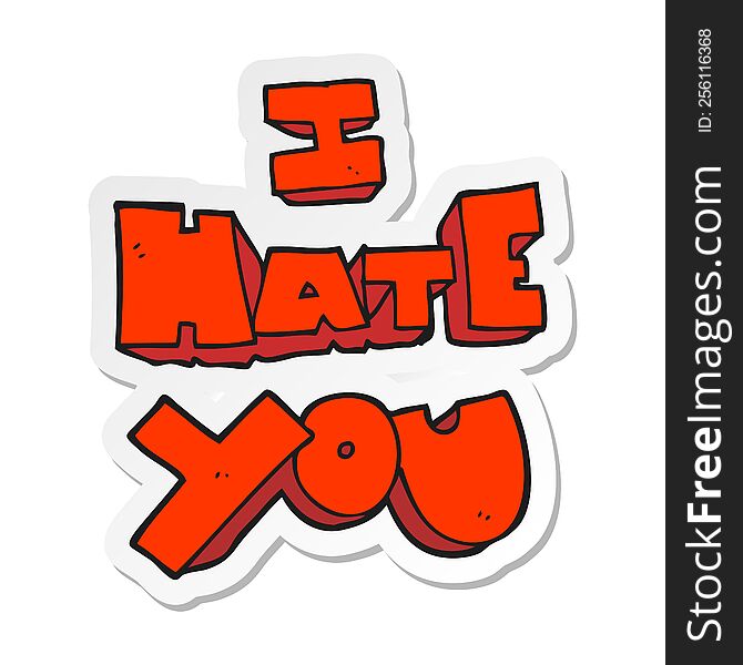 sticker of a I hate you cartoon symbol