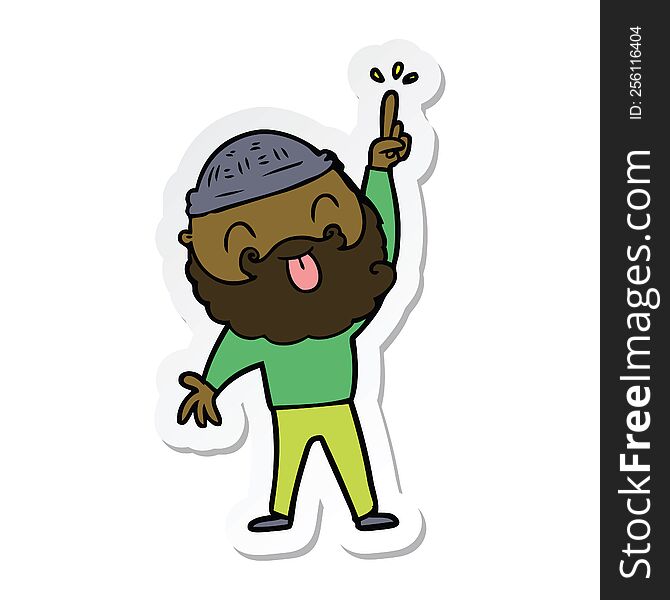 Sticker Of A Man With Beard Sticking Out Tongue