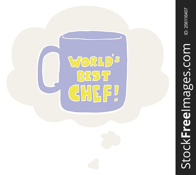 Worlds Best Chef Mug And Thought Bubble In Retro Style