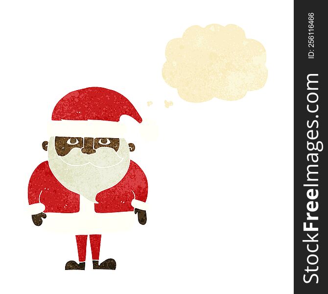 Cartoon Happy Santa Claus With Thought Bubble