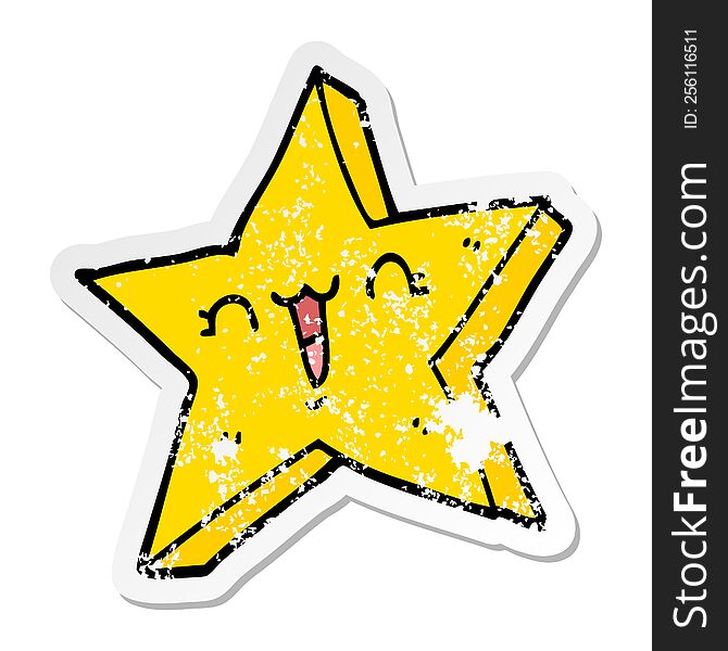Distressed Sticker Of A Cute Cartoon Star