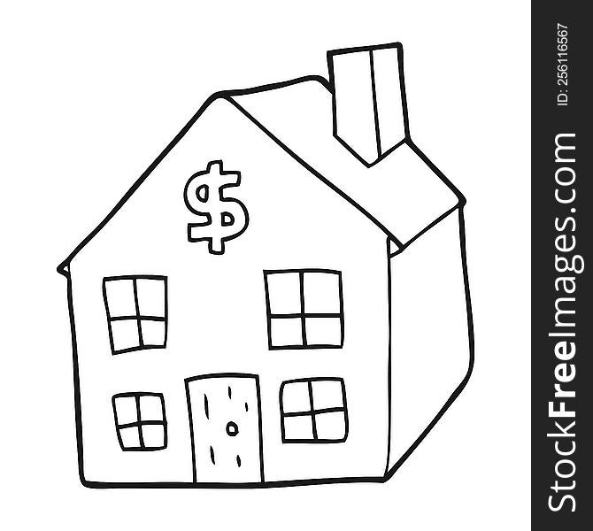 freehand drawn black and white cartoon housing market