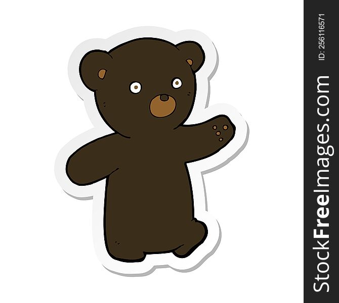 Sticker Of A Cartoon Black Bear Cub