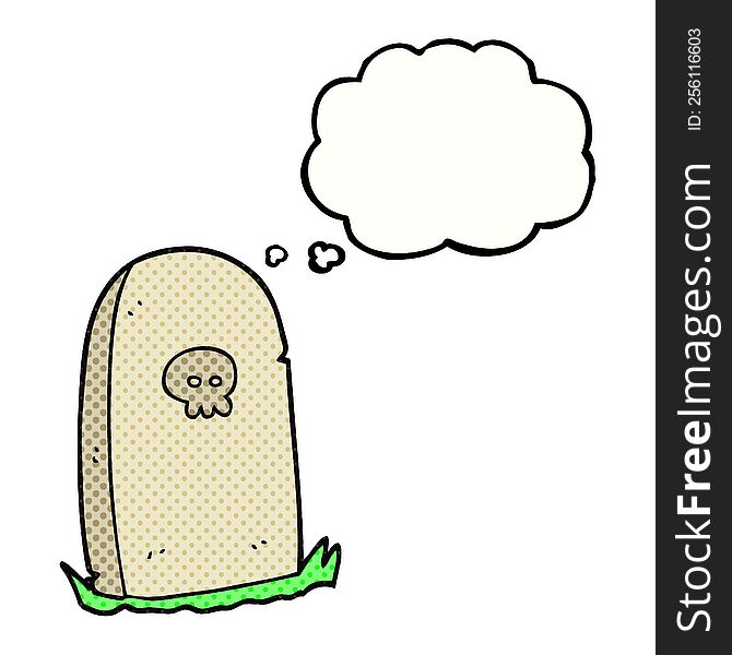 freehand drawn thought bubble cartoon grave