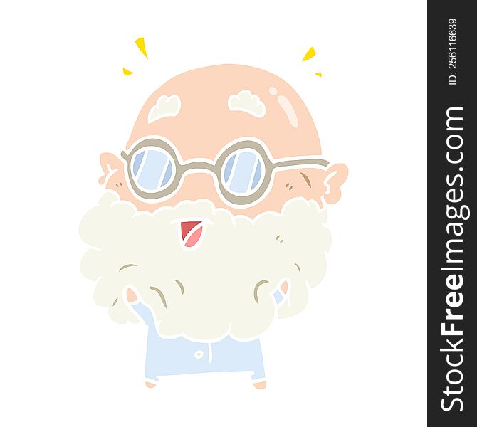 cute flat color style cartoon surprised old man