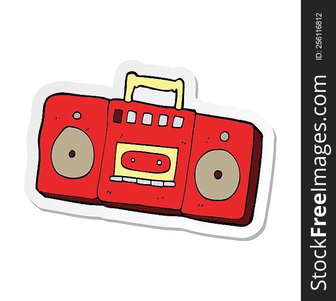 sticker of a cartoon radio cassette player