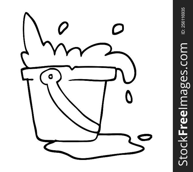 line drawing cartoon water and bucket