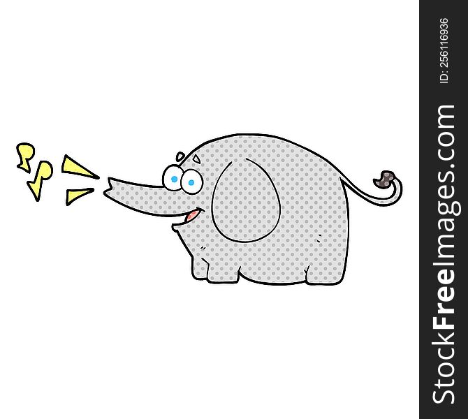 freehand drawn cartoon trumpeting elephant