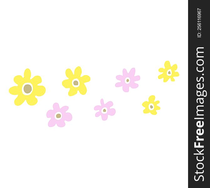 flat color illustration cartoon decorative flowers