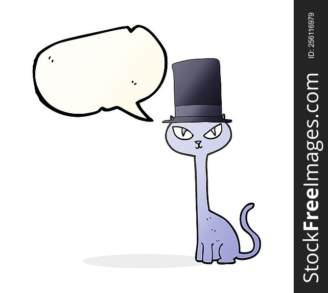 freehand drawn speech bubble cartoon posh cat