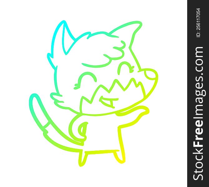 Cold Gradient Line Drawing Happy Cartoon Fox