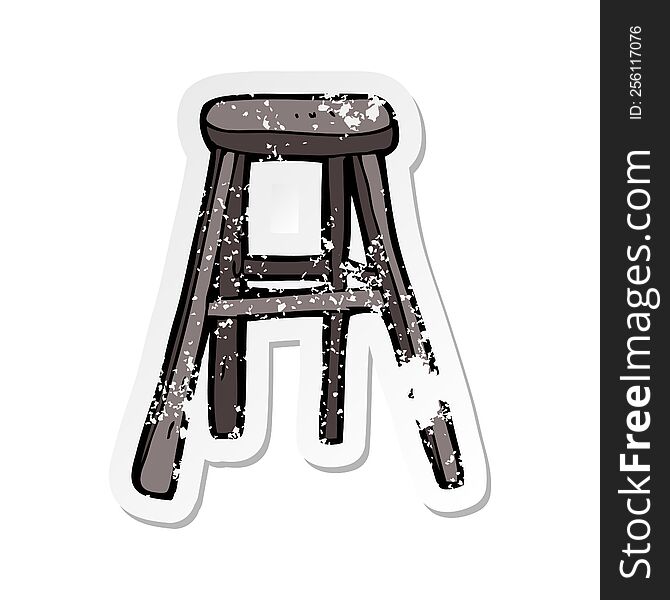 retro distressed sticker of a cartoon wooden stool