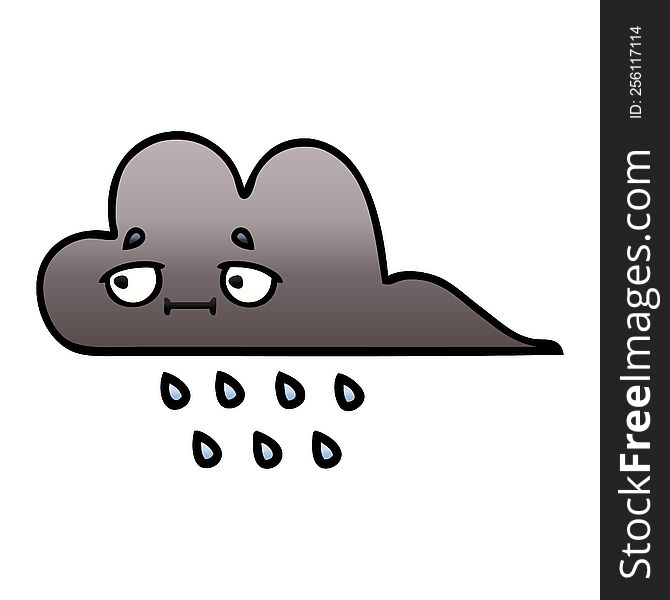 Gradient Shaded Cartoon Storm Rain Cloud
