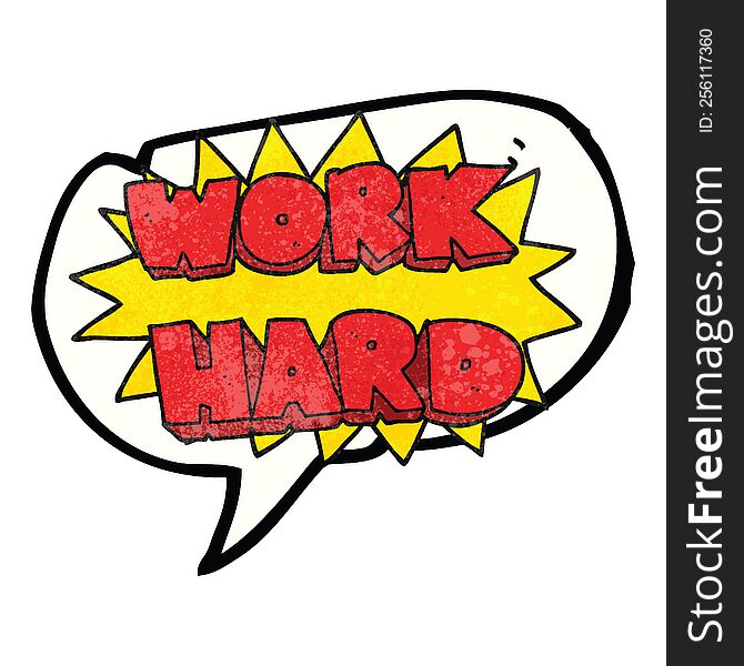 freehand speech bubble textured cartoon work hard symbol