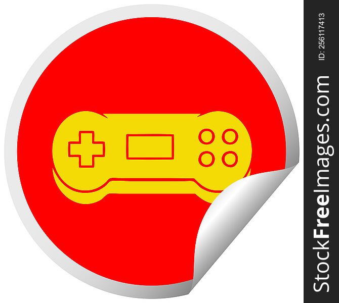 circular peeling sticker cartoon of a game controller