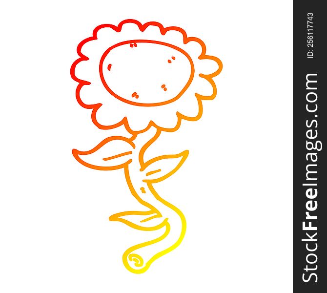 Warm Gradient Line Drawing Cartoon Sunflower