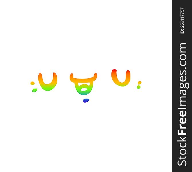 Rainbow Gradient Line Drawing Happy Cartoon Face