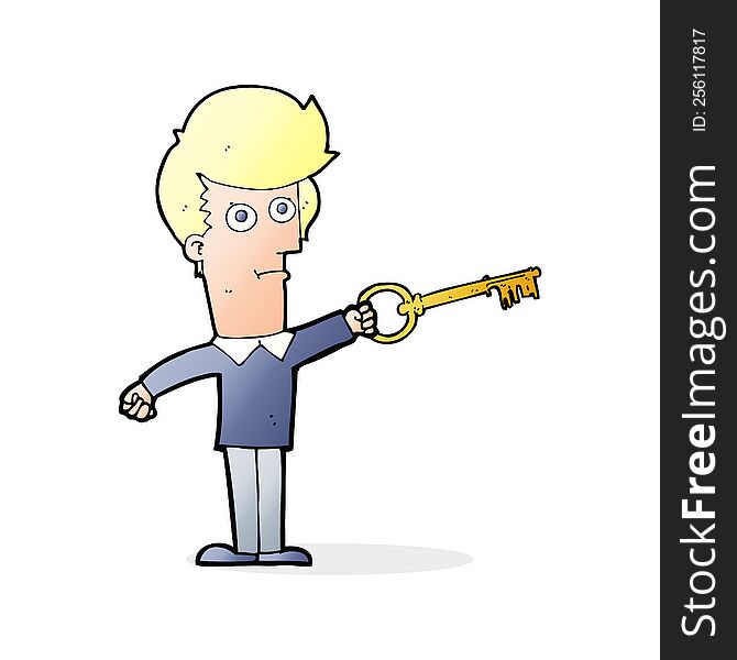 Cartoon Man With Key