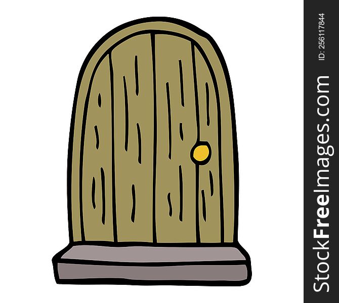 Cartoon Doodle Old Wood Door